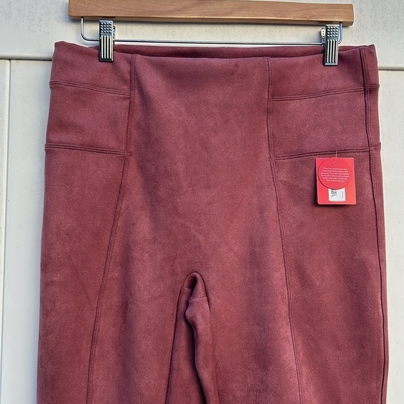 NWT Spanx Faux Suede Leggings in a Dusty Pink Color Size XL Petite - Picture 3 of 8